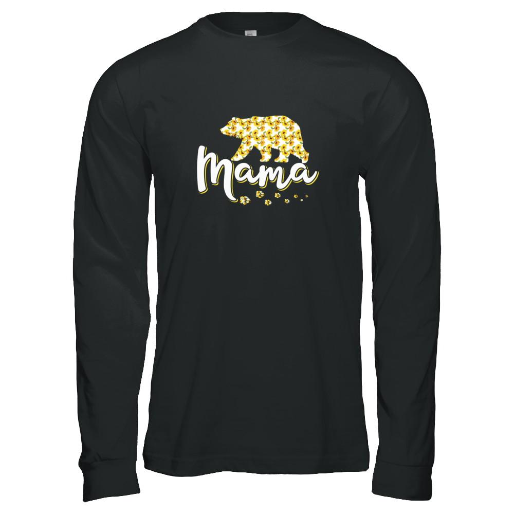 Sunflower Bear Mothers Day Gift Flowers Mama Floral-T-Shirt & Tank Top-Long Sleeve T-Shirt-Black