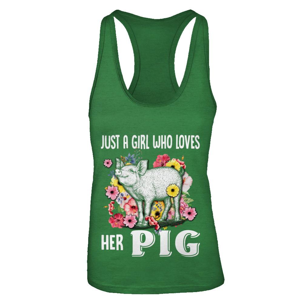 Just A Girl Who Loves Her Pig-T-Shirt & Tank Top-Women's Ideal Racerback Tank-Kelly Green