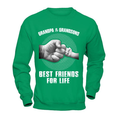 Grandpa And Grandsons Best Friends For Life-T-Shirt & Hoodie-Crewneck Sweatshirt-Irish Green