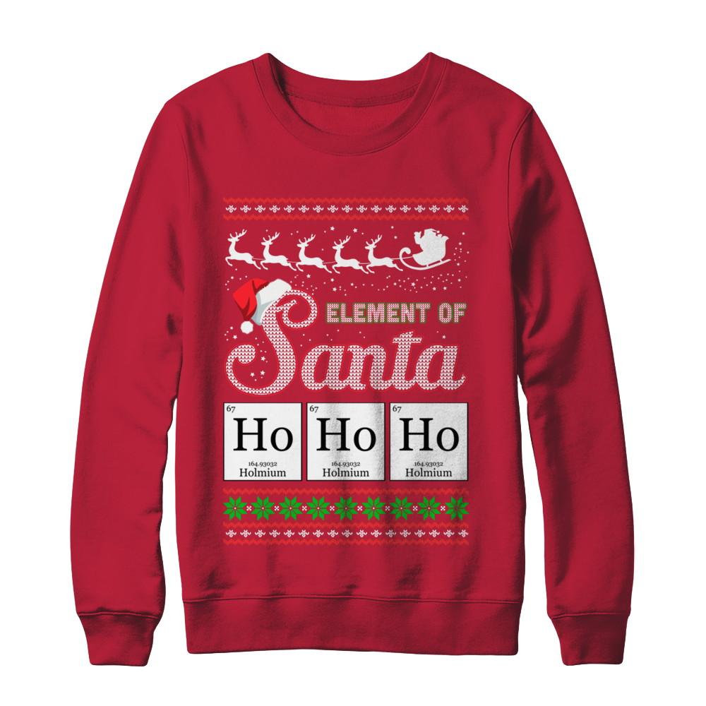 Hohoho Element Of Santa Chemistry Christmas-T-Shirt & Sweatshirt-Crewneck Sweatshirt-Red