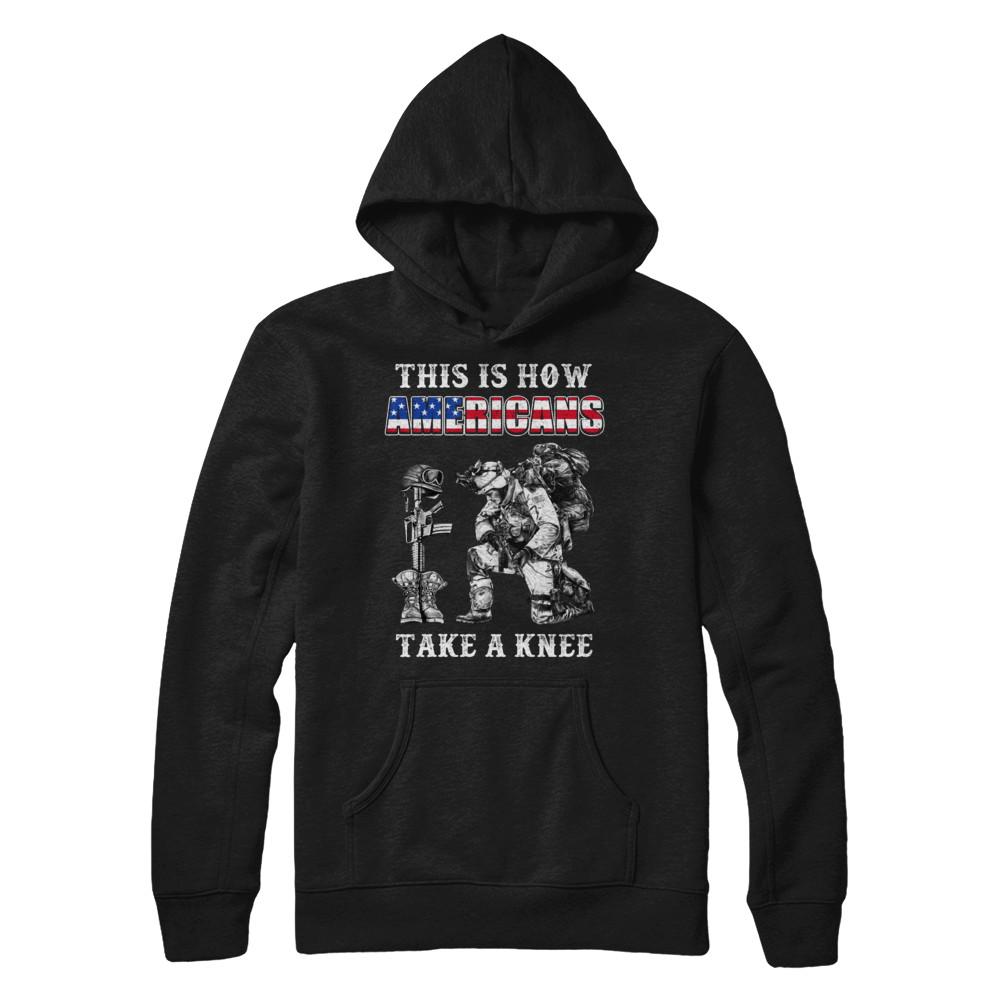 Veteran This Is How Americans Take A Kneel-T-Shirt & Hoodie-Pullover Hoodie-Black