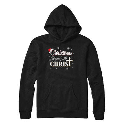 Christmas Begins With Christ Merry Christmas Christian-T-Shirt & Sweatshirt-Pullover Hoodie-Black