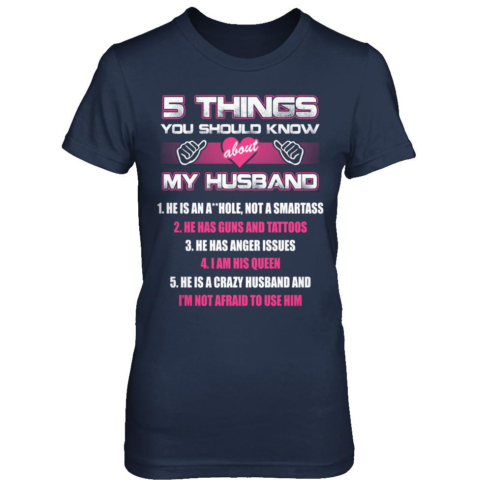 5 Things You Should Know About My Husband-T-Shirt & Hoodie-Women's T-Shirt-Navy