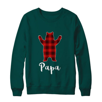 Red Papa Bear Buffalo Plaid Family Christmas Pajamas-T-Shirt & Sweatshirt-Crewneck Sweatshirt-Deep Forest