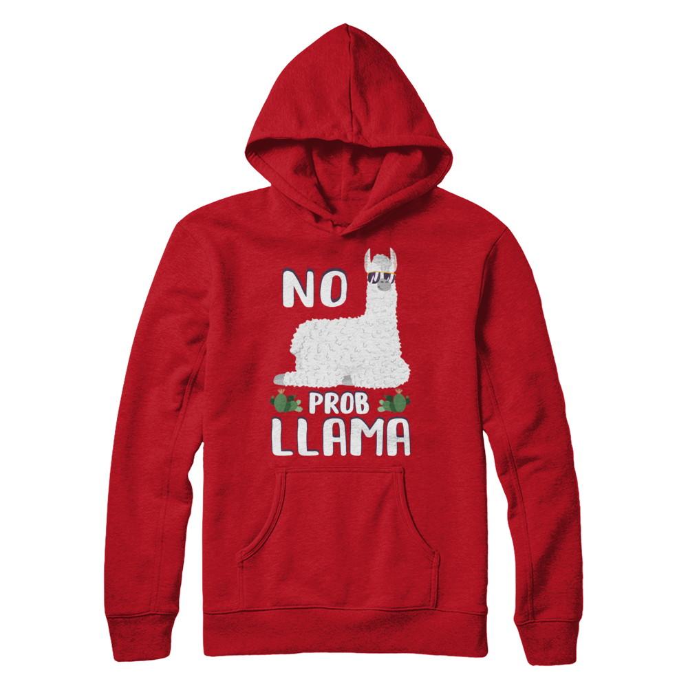 No Prob Llama No Drama Mama Alpaca Llamacorn-T-Shirt & Hoodie-Pullover Hoodie-Red