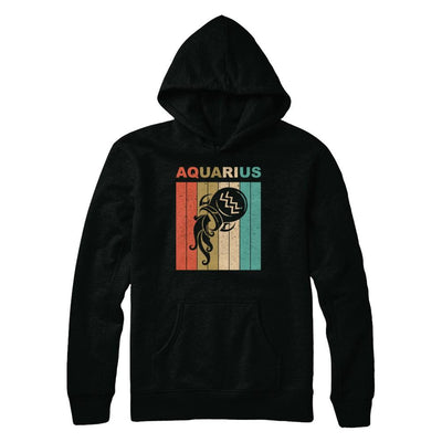 Vintage Aquarius Zodiac January February Birthday Gift-T-Shirt & Hoodie-Pullover Hoodie-Black