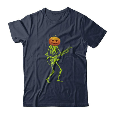 Pumpkin Skeleton Play Guitar Luminous Costume Halloween-T-Shirt & Hoodie-Classic T-Shirt-Navy