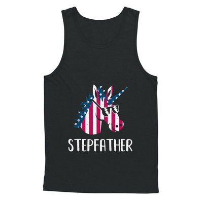 Patriotic Stepfather Unicorn Americorn 4Th Of July-T-Shirt & Hoodie-Unisex Tank-Black
