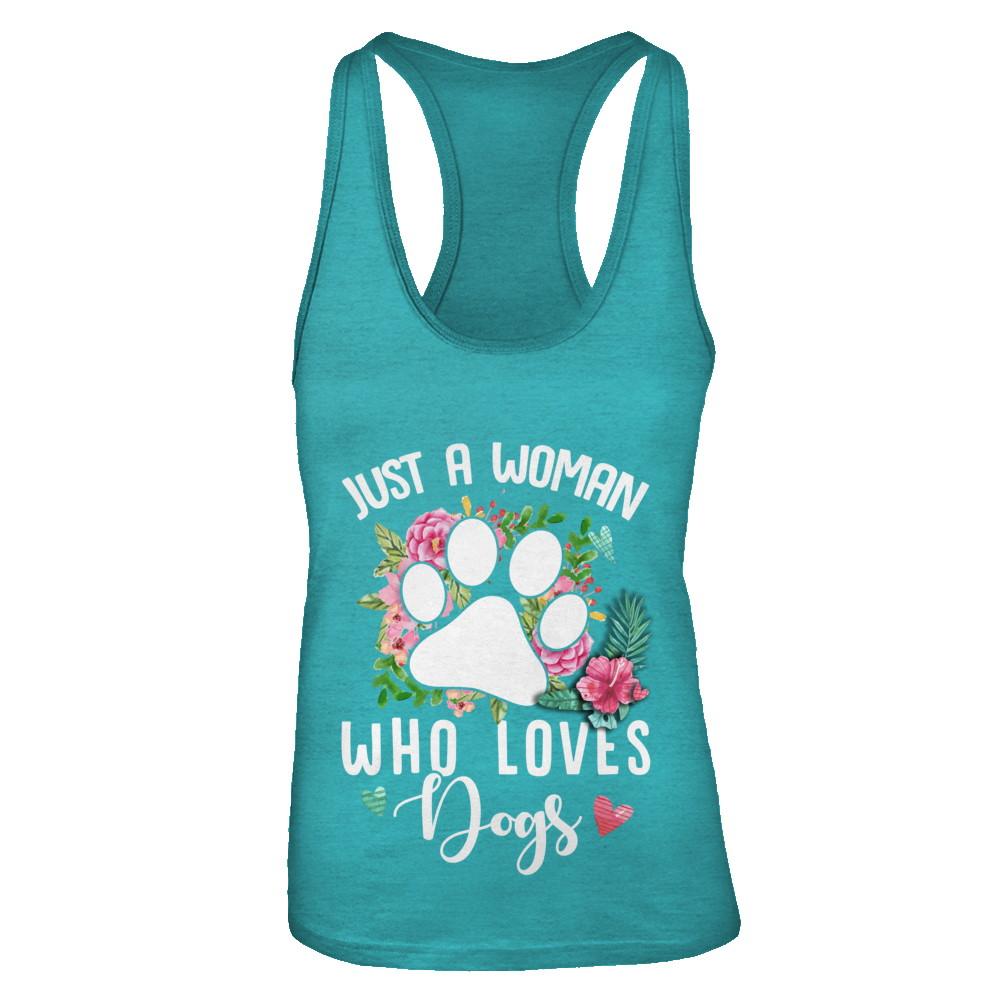 Just A Woman Who Loves Dogs-T-Shirt & Tank Top-Women's Ideal Racerback Tank-Tahiti Blue
