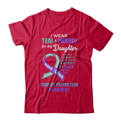 Suicide Prevention I Wear Teal Purple For My Daughter-T-Shirt & Hoodie-Classic T-Shirt-Red