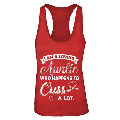 I'm A Loving Auntie Who Happens To Cuss A Lot-T-Shirt & Tank Top-Women's Ideal Racerback Tank-Red