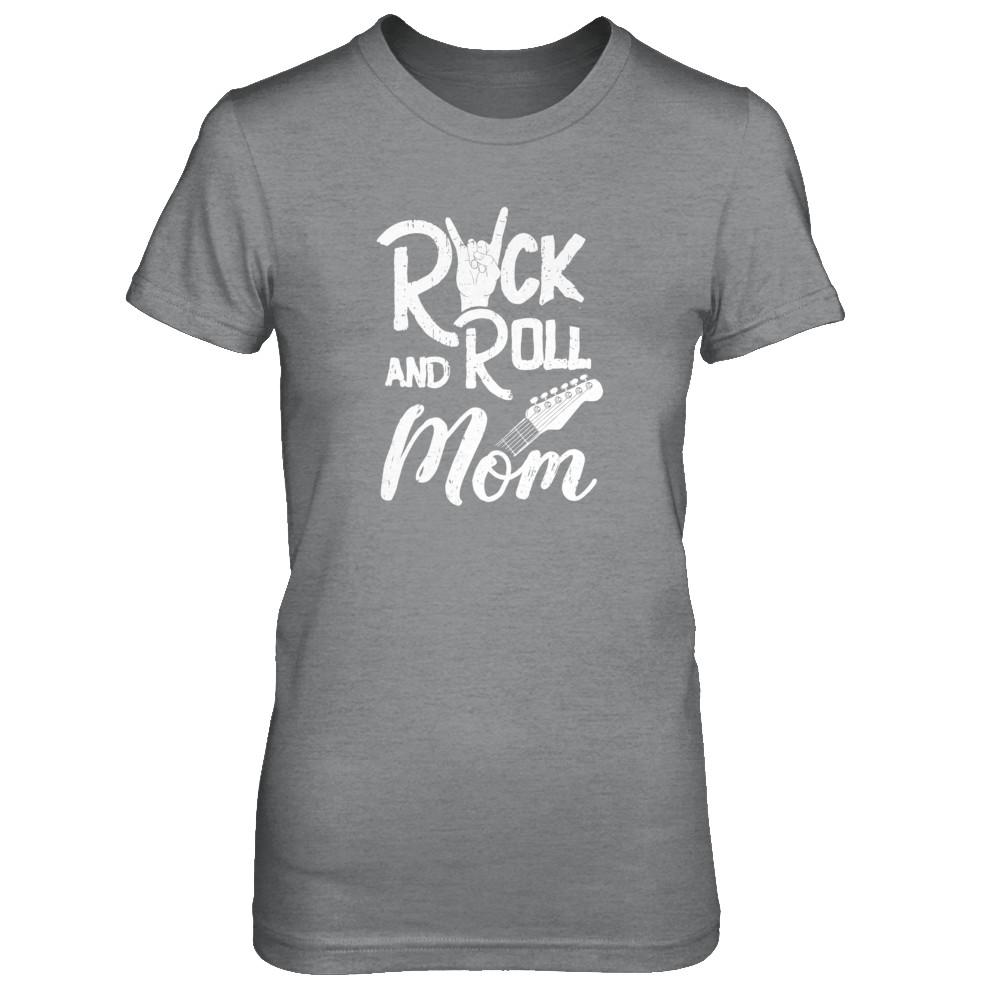 Rock And Roll Mom Retro Guitar Rocker Music Gift-T-Shirt & Tank Top-Women's T-Shirt-Sport Grey
