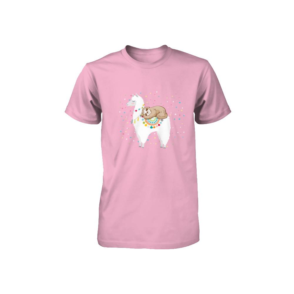 Funny Sloth Riding Llama Lover Youth-Youth Shirt-Toddler T-Shirt-Pink