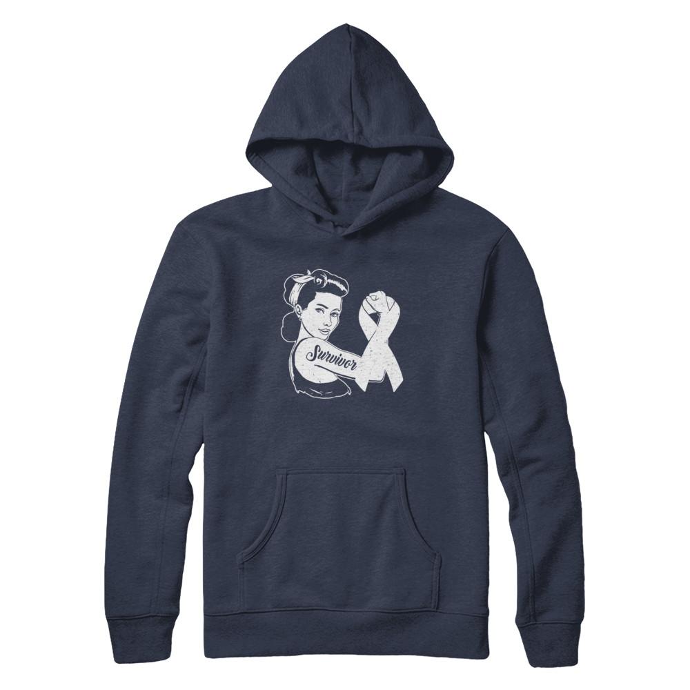 We Can Cure It Lung Cancer Clear Awareness Survivor-T-Shirt & Hoodie-Pullover Hoodie-Navy
