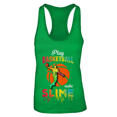 Play Basketball Make Slime Watercolor For Girl Women-T-Shirt & Tank Top-Women's Ideal Racerback Tank-Kelly Green