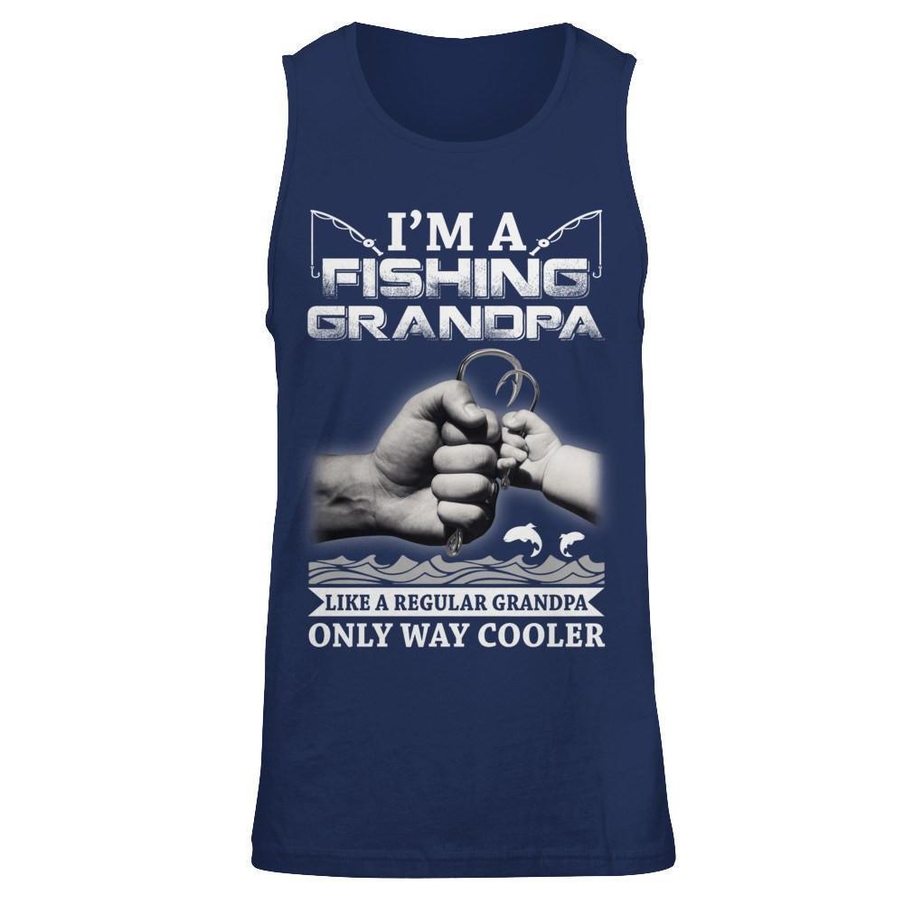 I'm A Fishing Grandpa Like A Normal Grandpa But Way Cooler-T-Shirt & Hoodie-Unisex Tank-Navy