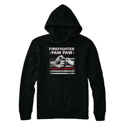 Firefighter Fireman Paw Paw American Flag Fathers Day-T-Shirt & Hoodie-Pullover Hoodie-Black