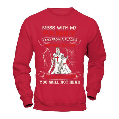 Knight Templar Mess With My Family And From A Place You Will Not See-T-Shirt & Hoodie-Crewneck Sweatshirt-Red