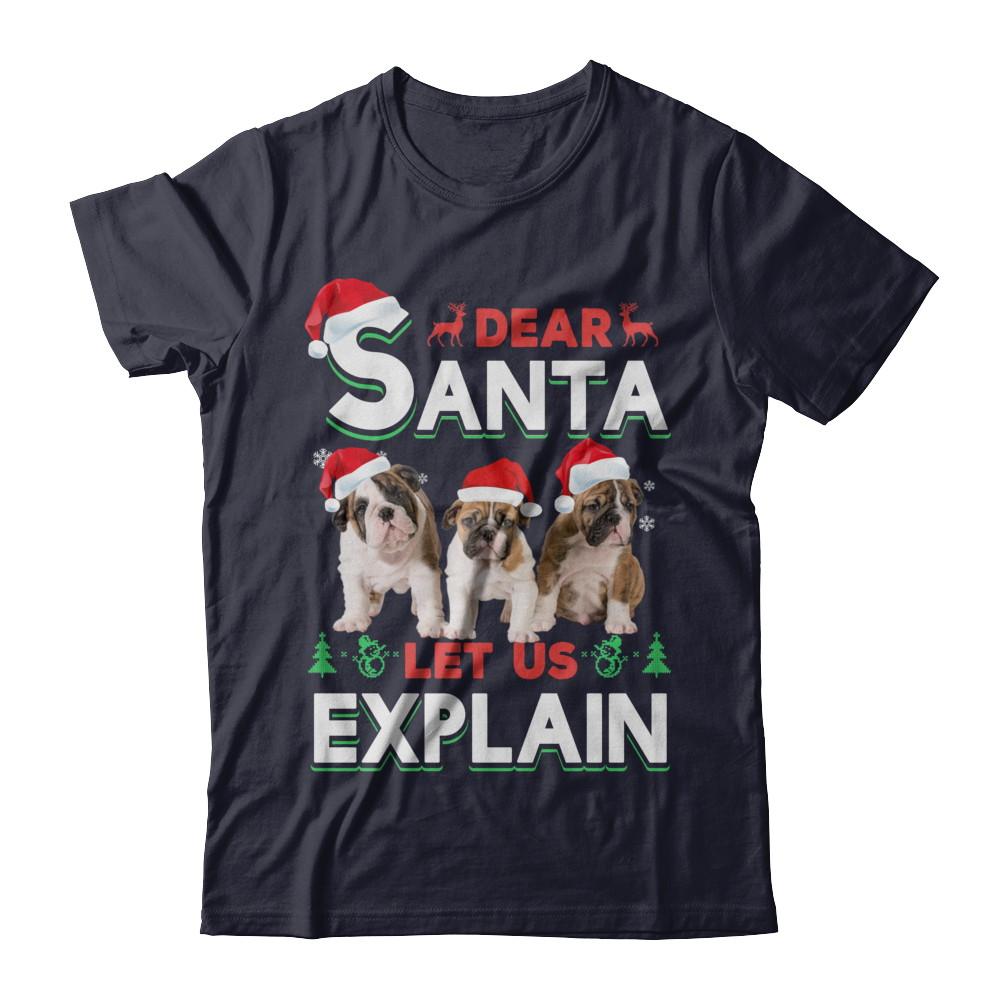 Dear Santa Funny Bulldogs Puppies Christmas Gift-T-Shirt & Hoodie-Premium T-Shirt-Midnight Navy