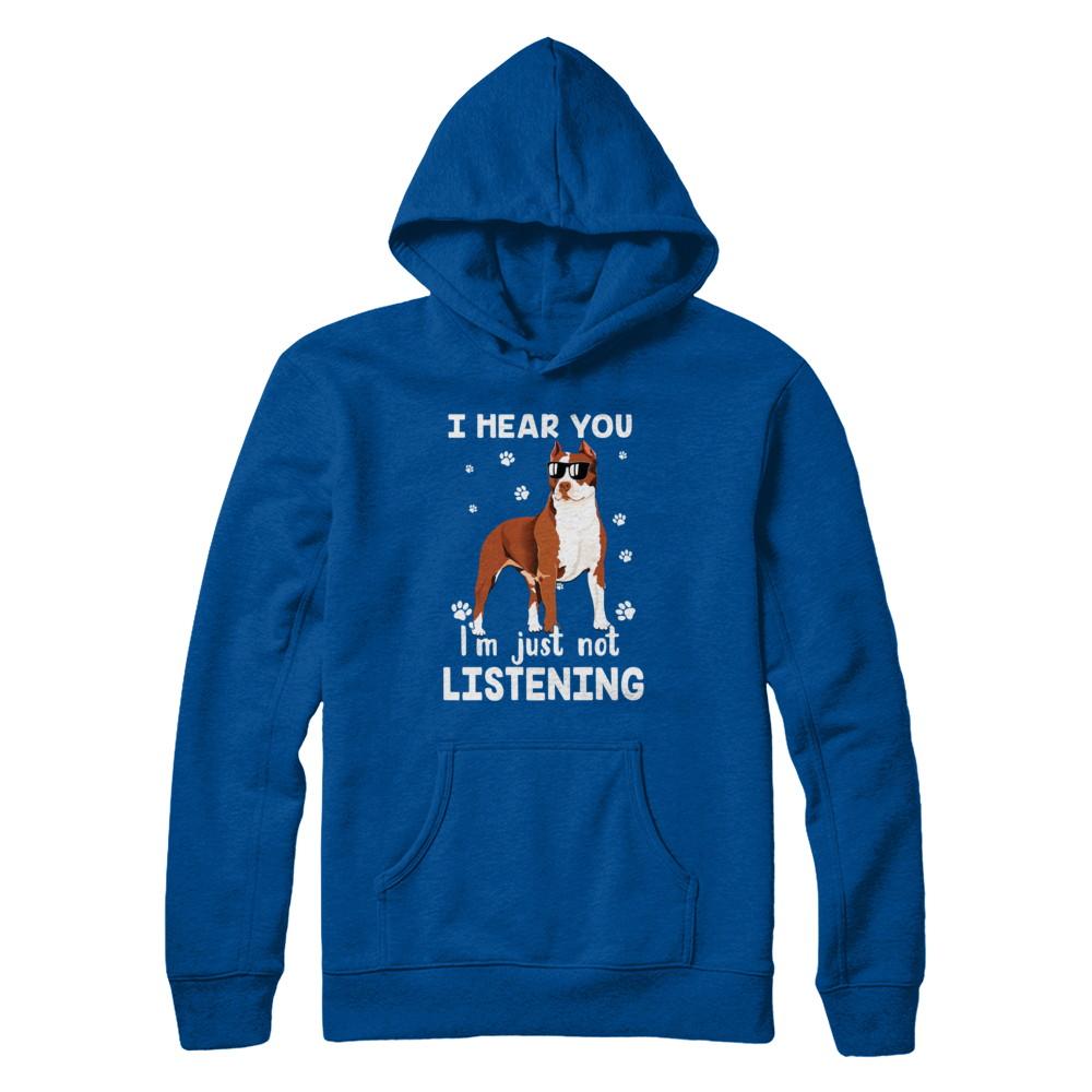I Hear You I'm Just Not Listening Funny Pitbull-T-Shirt & Hoodie-Pullover Hoodie-Deep Royal