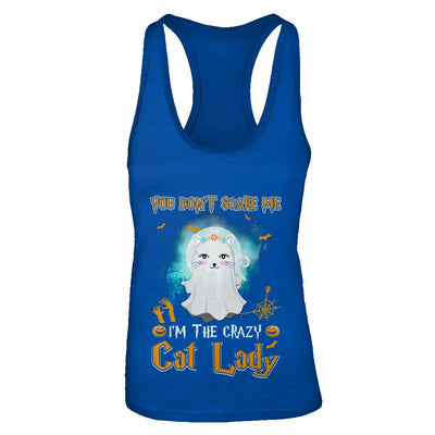 You Don't Scare Me I'm A Crazy Cat Lady Ghost Halloween-T-Shirt & Tank Top-Women's Ideal Racerback Tank-Royal