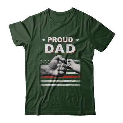 Proud Dad Fireman Firefighter Thin Red Line Flag Fathers Day-T-Shirt & Hoodie-Classic T-Shirt-Forest Green