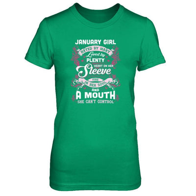 January Girl Hated By Many Loved By Plenty Heart On Her Sleeve-T-Shirt & Tank Top-Women's T-Shirt-Irish Green