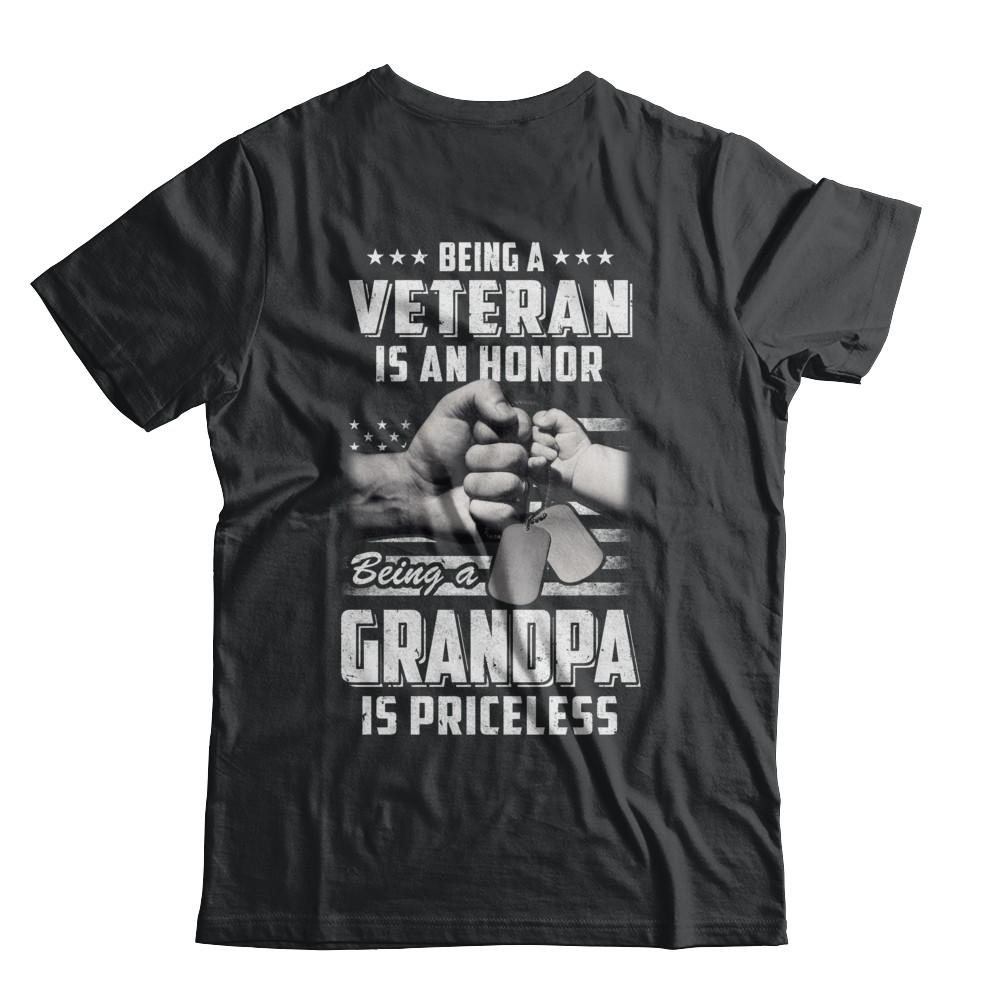 Being A Veteran Is An Honor Being A Grandpa Is Priceless-T-Shirt & Hoodie-Classic T-Shirt-Black
