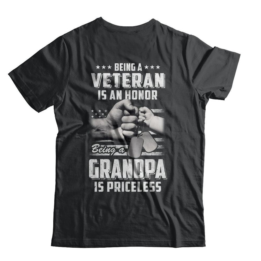 Being A Veteran Is An Honor Being A Grandpa Is Priceless-T-Shirt & Hoodie-Classic T-Shirt-Black