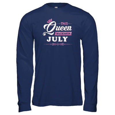 This Queen Was Born In July-T-Shirt & Tank Top-Long Sleeve T-Shirt-Navy