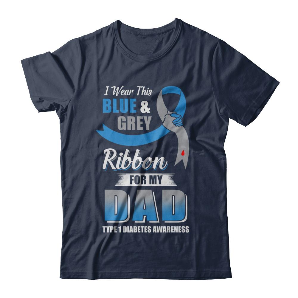 I Wear Blue And Gray For My Dad Diabetes Awareness-T-Shirt & Hoodie-Classic T-Shirt-Navy