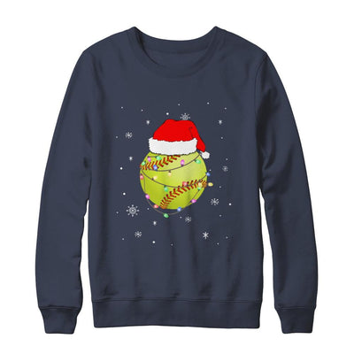 Santa Hat Softball Christmas Gifts-T-Shirt & Sweatshirt-Crewneck Sweatshirt-Navy