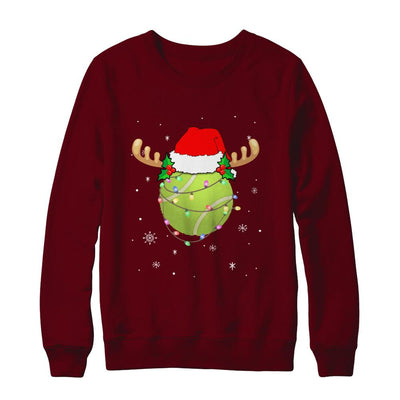 Santa Hat Tennis Reindeer Christmas Gifts-T-Shirt & Sweatshirt-Crewneck Sweatshirt-Maroon