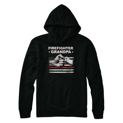 Firefighter Fireman Grandpa American Flag Fathers Day-T-Shirt & Hoodie-Pullover Hoodie-Black