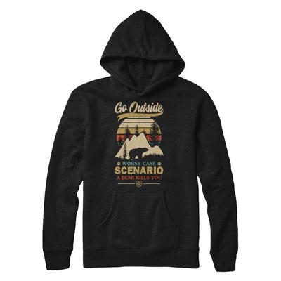 Vintage Go Outside Worst Case Scenario A Bear Kills You-T-Shirt & Hoodie-Pullover Hoodie-Black