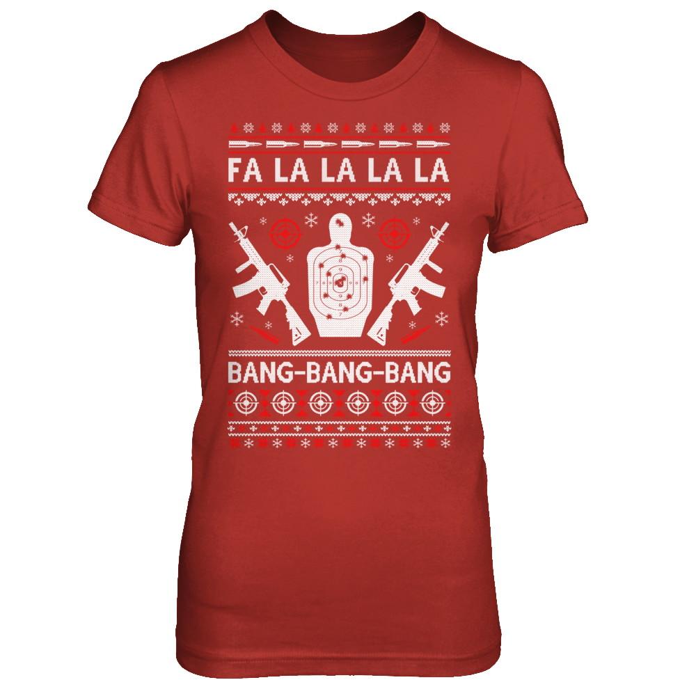 Bang Bang Bang AR-15 Gun Point Ugly Christmas Sweater-T-Shirt & Sweatshirt-Women's T-Shirt-Red
