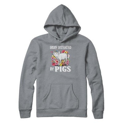 Easily Distracted By Pigs-T-Shirt & Tank Top-Pullover Hoodie-Light Steel