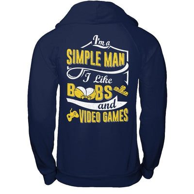 I'm A Simple Man I Like Boobs And Video Games-T-Shirt & Hoodie-Pullover Hoodie-Navy