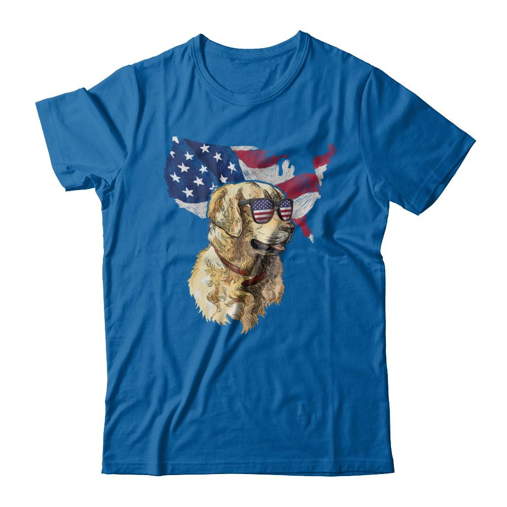 Funny Patriot Golden Retriever Dog 4Th Of July American Flag-T-Shirt & Hoodie-Classic T-Shirt-Royal