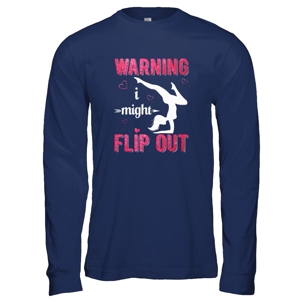 Warning I Might Flip Out Gymnast-T-Shirt & Tank Top-Long Sleeve T-Shirt-Navy