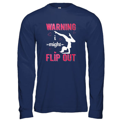 Warning I Might Flip Out Gymnast-T-Shirt & Tank Top-Long Sleeve T-Shirt-Navy