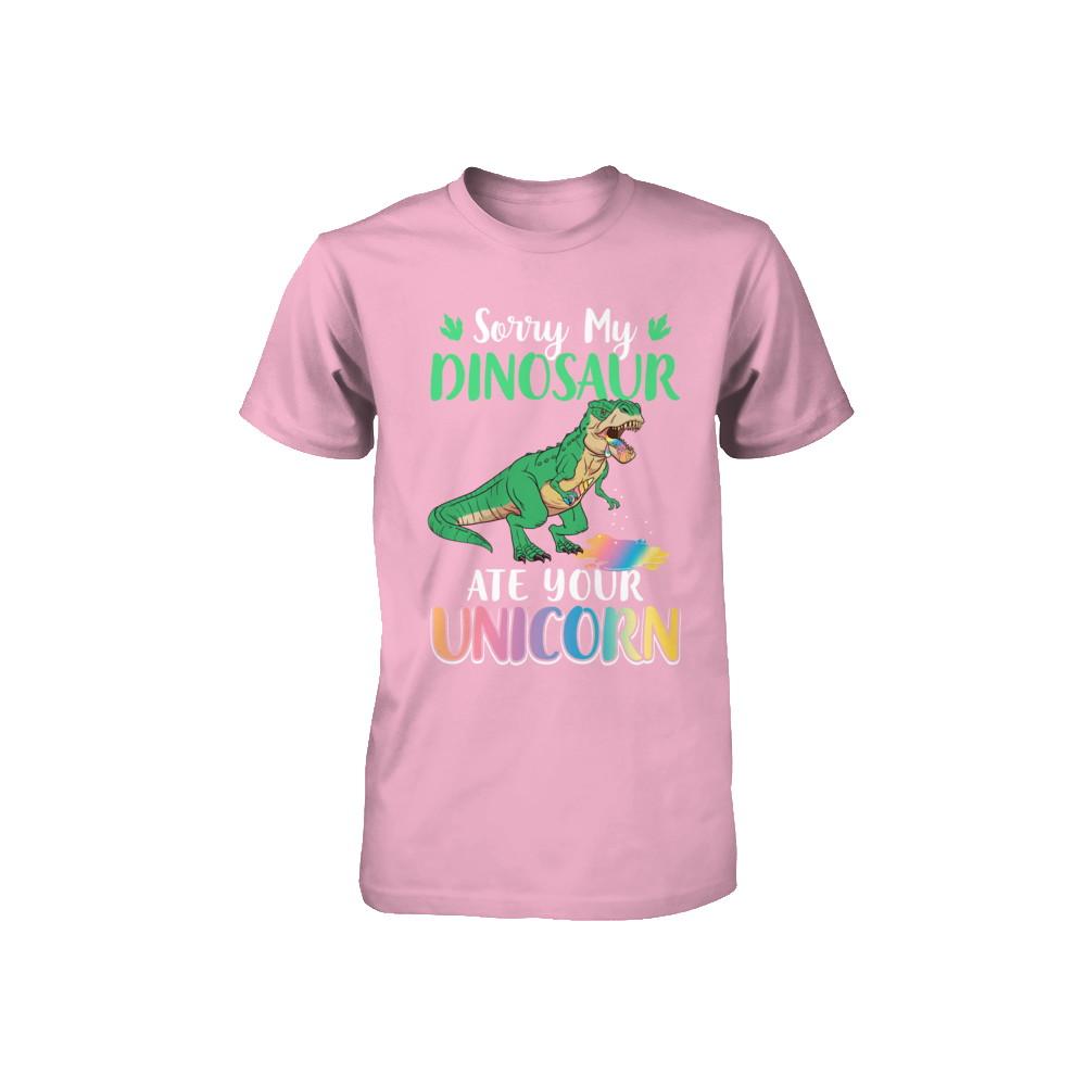 Sorry My Dinosaur Ate Your Unicorn T-Rex Youth-Youth Shirt-Toddler T-Shirt-Pink