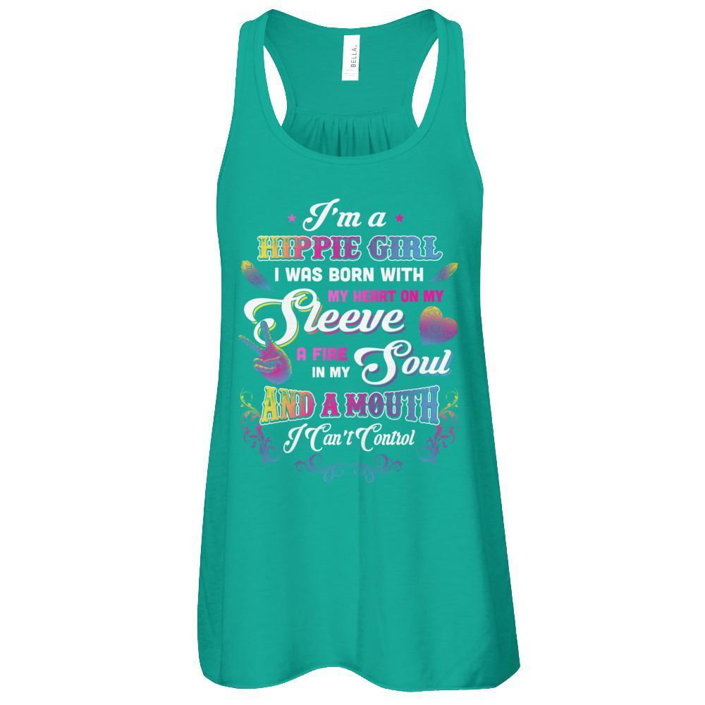 I'm A Hippie Girl I Was Born With My Heart-T-Shirt & Tank Top-Women's Flowy Racerback Tank-Kelly