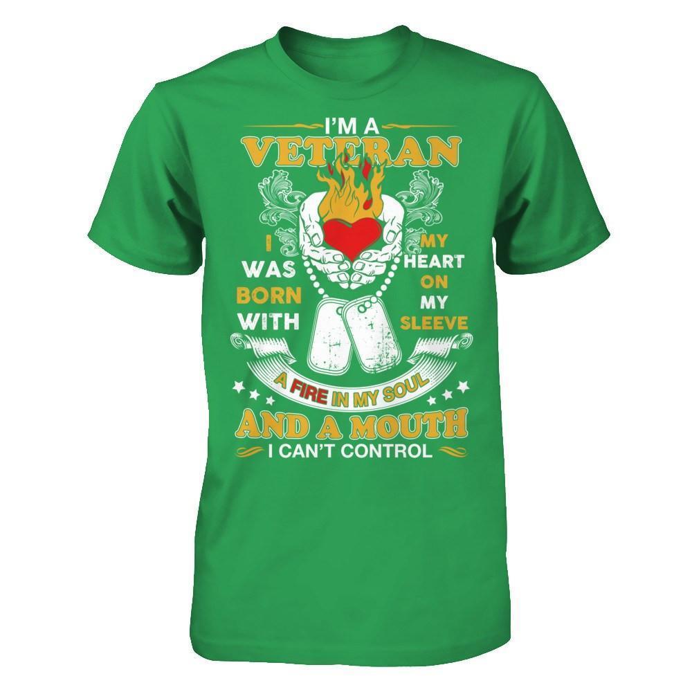 I'm A Veteran I Was Born With My Heart On My Sleeve-T-Shirt & Hoodie-Premium T-Shirt-Kelly Green