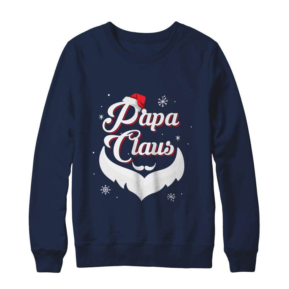 Santa Beard Matching Christmas Pajamas Papa Claus-T-Shirt & Sweatshirt-Crewneck Sweatshirt-Navy