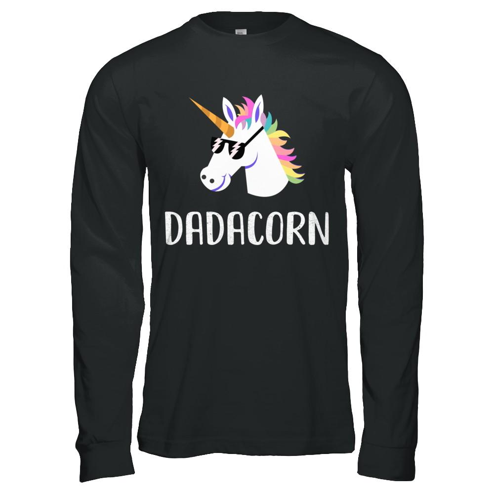 Unicorn Dad And Baby Dadacorn Daddy Fathers Day Gift-T-Shirt & Hoodie-Long Sleeve T-Shirt-Black
