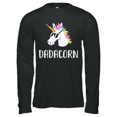 Unicorn Dad And Baby Dadacorn Daddy Fathers Day Gift-T-Shirt & Hoodie-Long Sleeve T-Shirt-Black