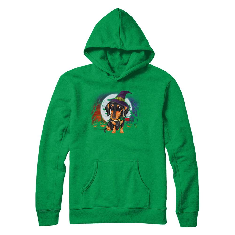 Cute Halloween Dachshund Puppy Pumpkins-T-Shirt & Sweatshirt-Pullover Hoodie-Irish Green