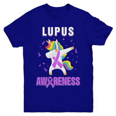 Inspirational Lupus Awareness Unicorn Support Youth-Youth Shirt-Youth T-Shirt-Navy