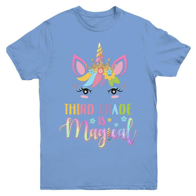 Third Grade is magical Unicorn Back to School 3rd Grade Youth-Youth Shirt-Youth T-Shirt-Carolina Blue